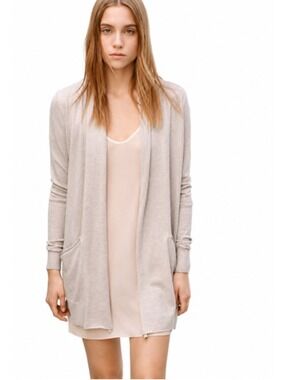 ARITZIA T. BABATON 100% Linen Open Front Cardigan, Lightweight Beige Oat, Small